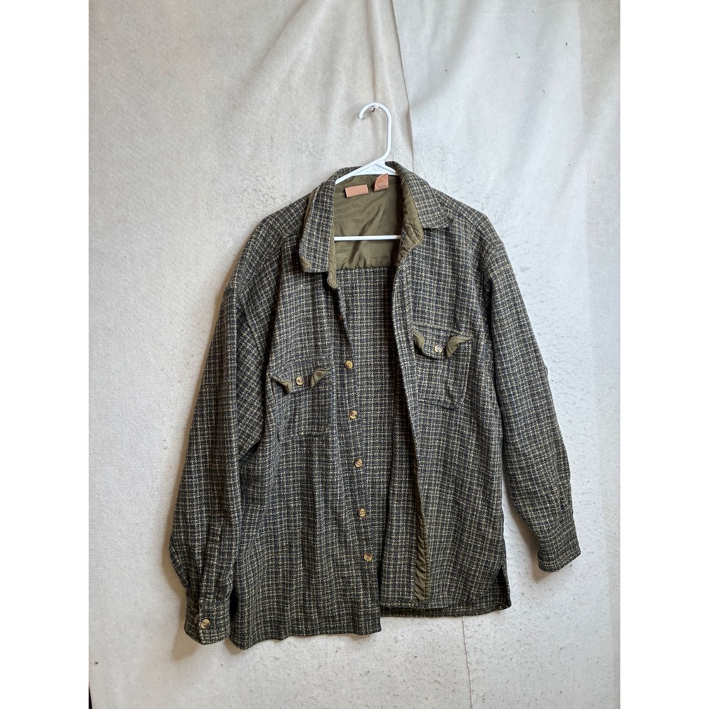 Fargo Clothing & Supply Co Wool Blend Tweed Shirt Jacket Olive Grey XL 8953